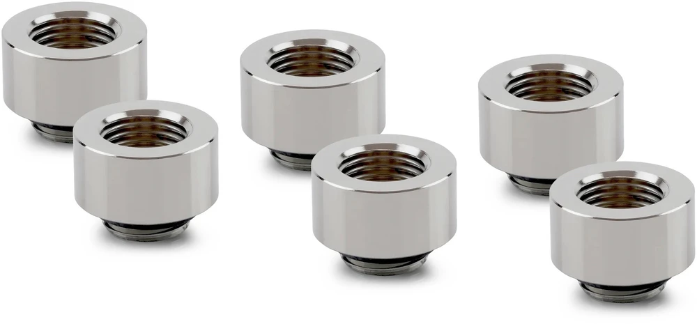 Thermal Grizzly DeltaMate Extender Fitting – MF10, Gloss nickel, 6er-Pack