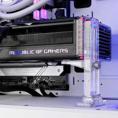 Skaidrus GPU laikiklis su reguliuojamu fiksatoriumi