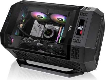 Thermaltake The Tower 300 juodas korpusas su RGB aušinimu