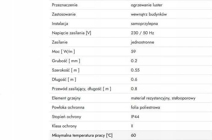 Thermoval F6 šildymo folija – vienpusė, elektra valdoma, 550x600 veidrodžiams