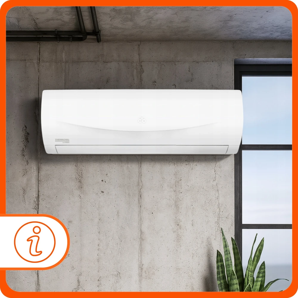 Thermoval Pakuotė: EIGO TVK-E51 monosplit sieninis oro kondicionierius, galia 5,1 kW / 18 BTU (lauko ir vidaus įrenginiai)