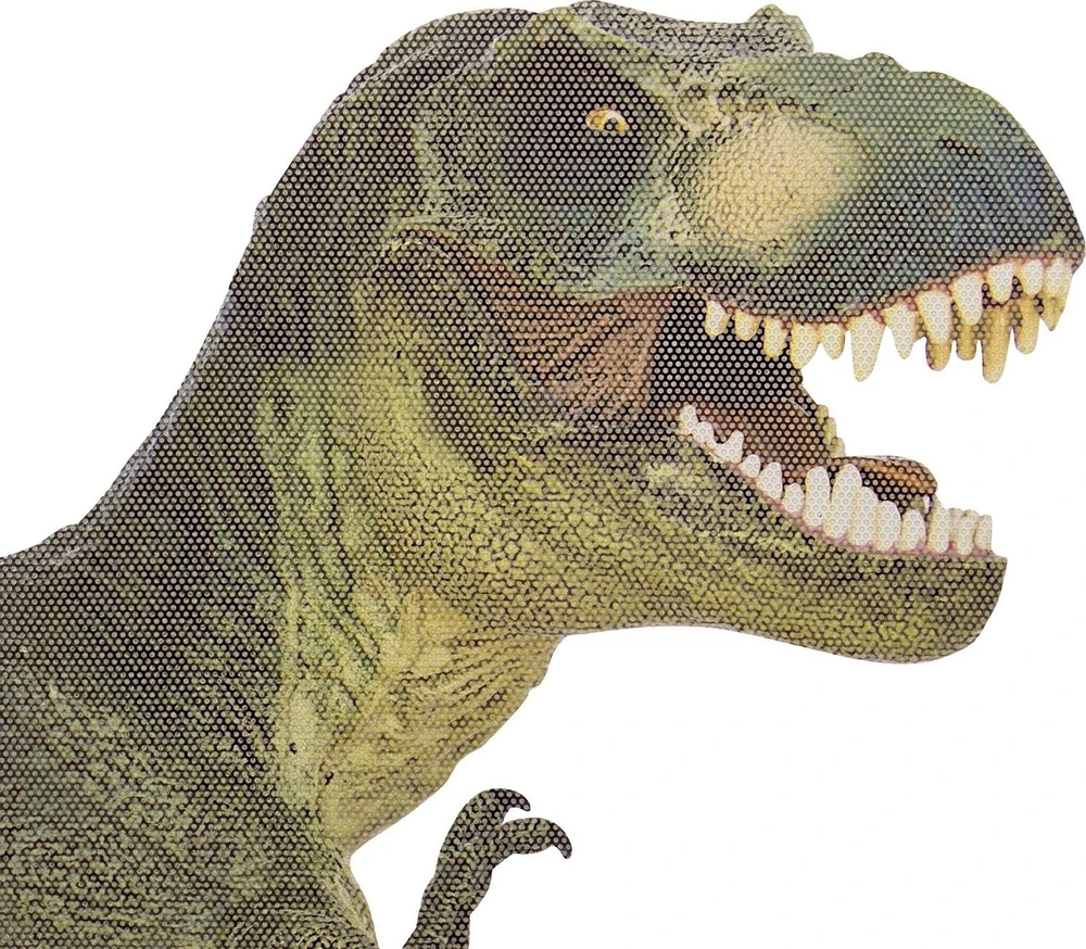 „Thumbs Up“ langas su užrašu „T-Rex“