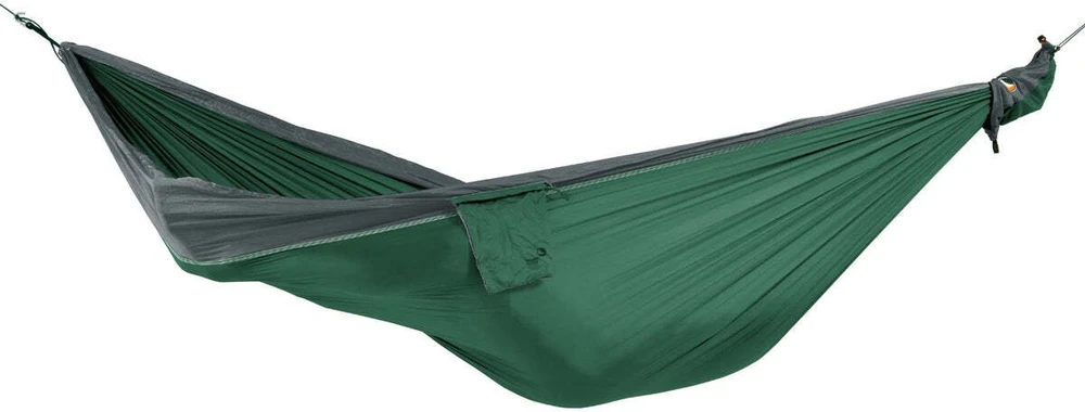 Ticket To The Moon TRAVEL HAMMOCK - Originalus kabantis hamakas 2 asmenims, nailoninis, tamsiai žalias, šviesiai pilkas
