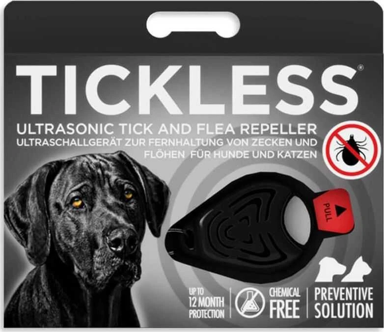 TickLess ultragarsinis šunų pakabukas nuo erkių ir blusų, juodos spalva