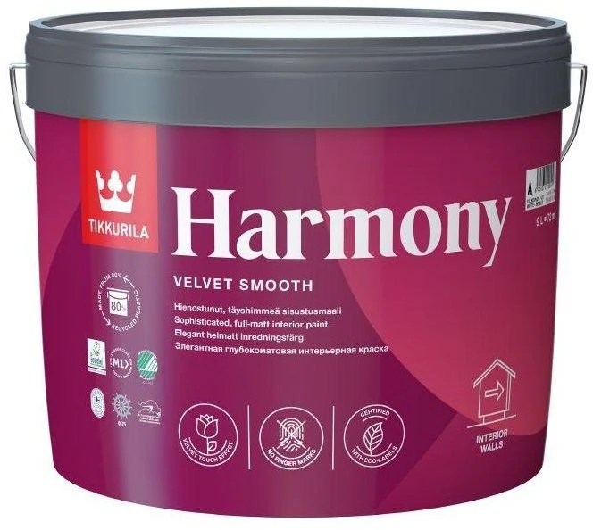 Tikkurila 28 ced ABS DAŽAI, MATINIS HARMONY A 9,0L SIENŲ DAŽAI