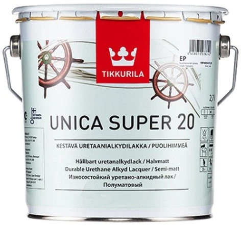 Drėgmei atsparus greitai džiūstantis lakas TIKKURILA UNICA SUPER 20, pusiau matinis, 2,7 l