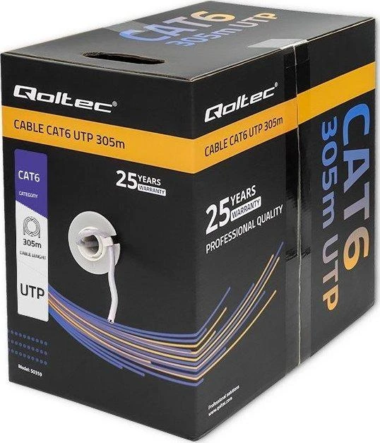 QOLTEC 50359 UTP network cable CAT6 305m PVC pilkas