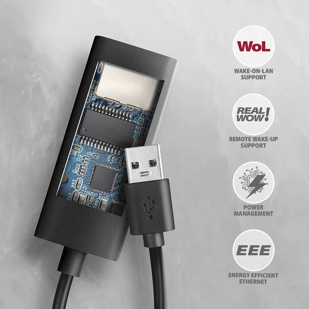 AXAGON ADE-AR USB-A 3.2 Gen 1 – Gigabit Ethernet adapteris, Realtek 8153, automatinis inst.