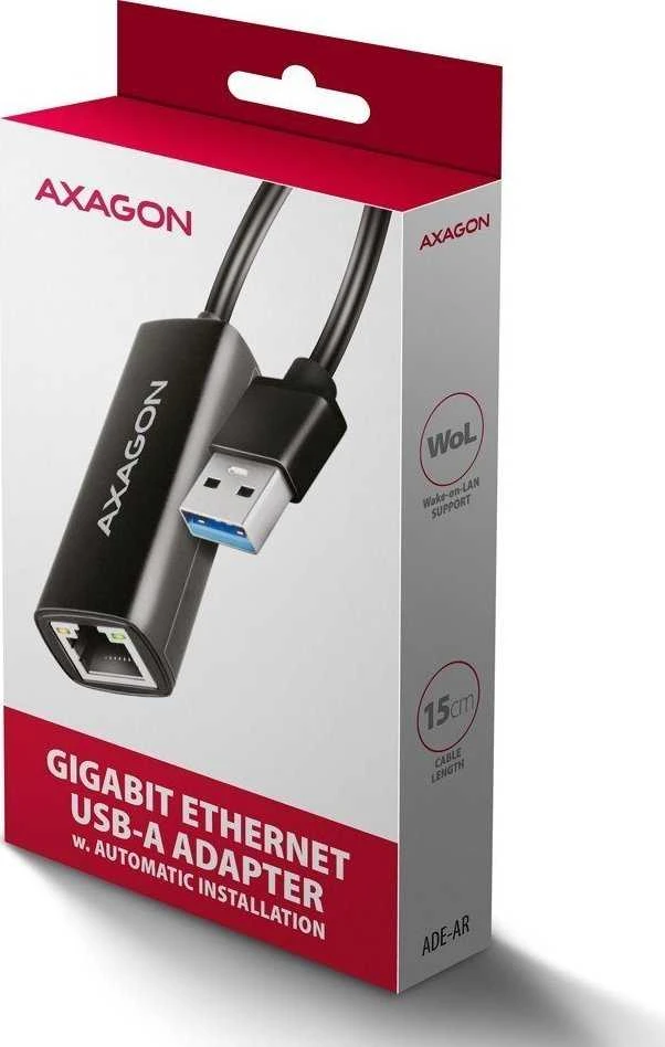 AXAGON ADE-AR USB-A 3.2 Gen 1 – Gigabit Ethernet adapteris, Realtek 8153, automatinis inst.