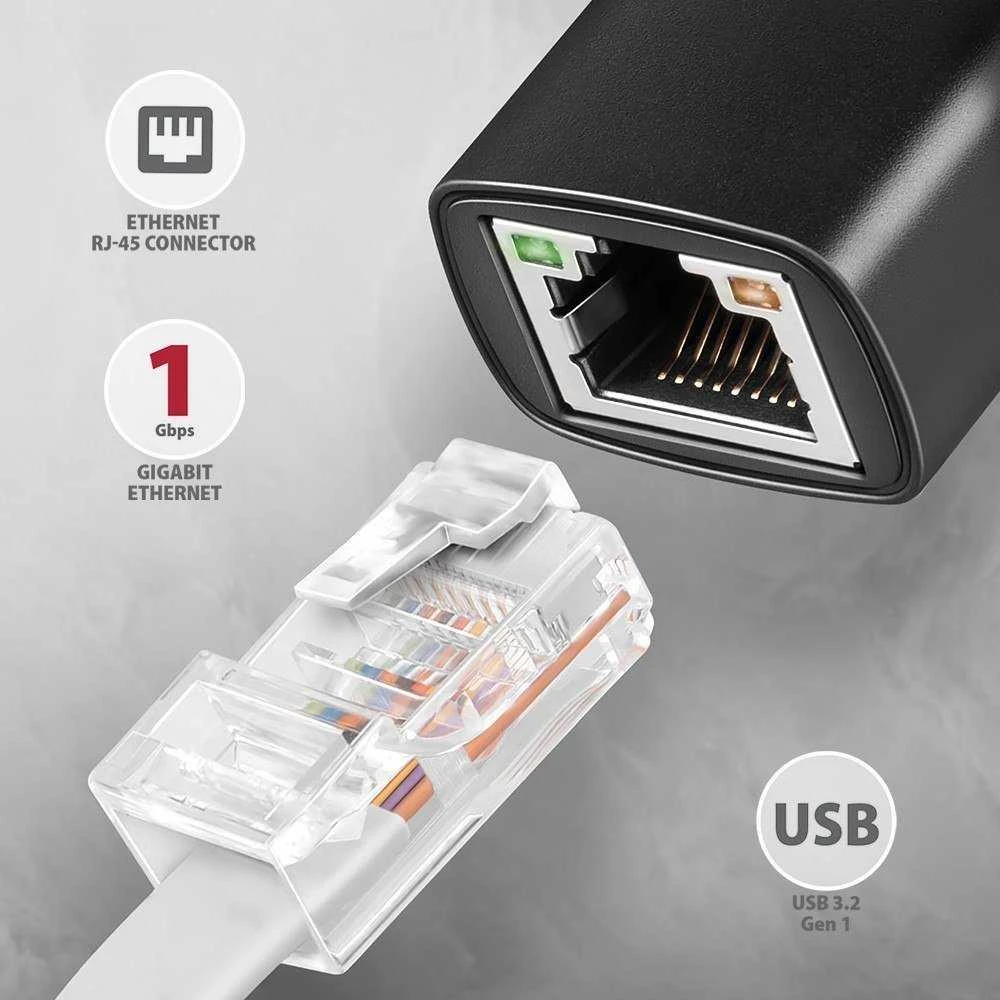 AXAGON ADE-AR USB-A 3.2 Gen 1 – Gigabit Ethernet adapteris, Realtek 8153, automatinis inst.