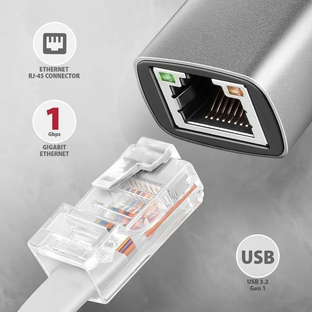 Axagon ADE-TXCA Karta jungiama į tinklą Gigabit Ethernet adapter, USB-C (USB-A redukcja) 3.2 Gen 1, instalacja automatinė