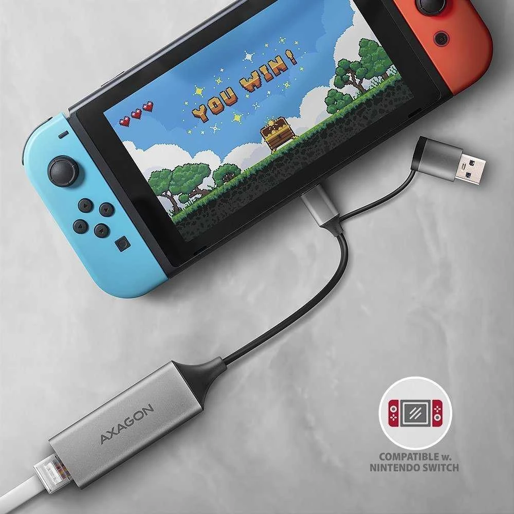 Axagon ADE-TXCA Karta jungiama į tinklą Gigabit Ethernet adapter, USB-C (USB-A redukcja) 3.2 Gen 1, instalacja automatinė
