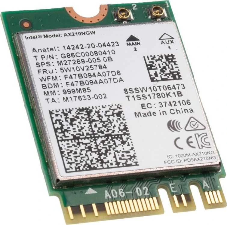 „Intel Wi-Fi 6E AX210“, WLAN + „Bluetooth 5.2“ adapteris – M.2 / A-E-Key