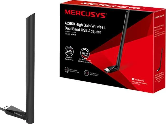„Mercusys AC650“ didelio stiprinimo belaidis dviejų dažnių USB adapteris