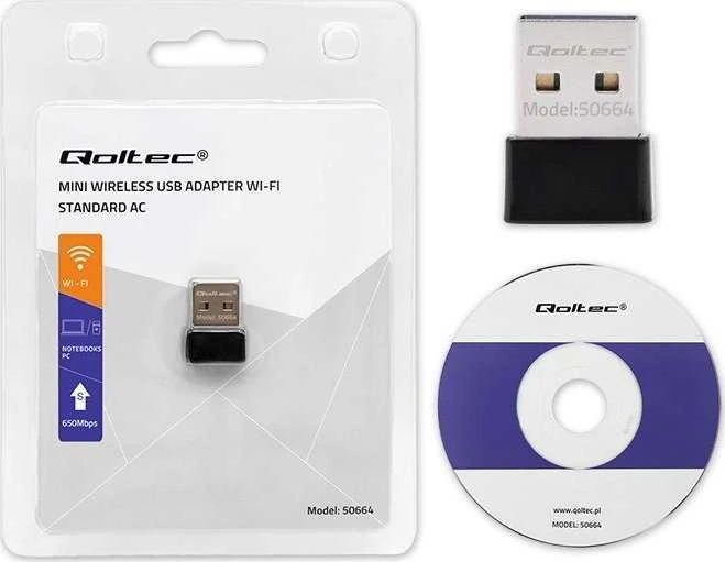 Qoltec Ultrafast mini belaidis USB Wi-Fi adapteris AC 650Mbps