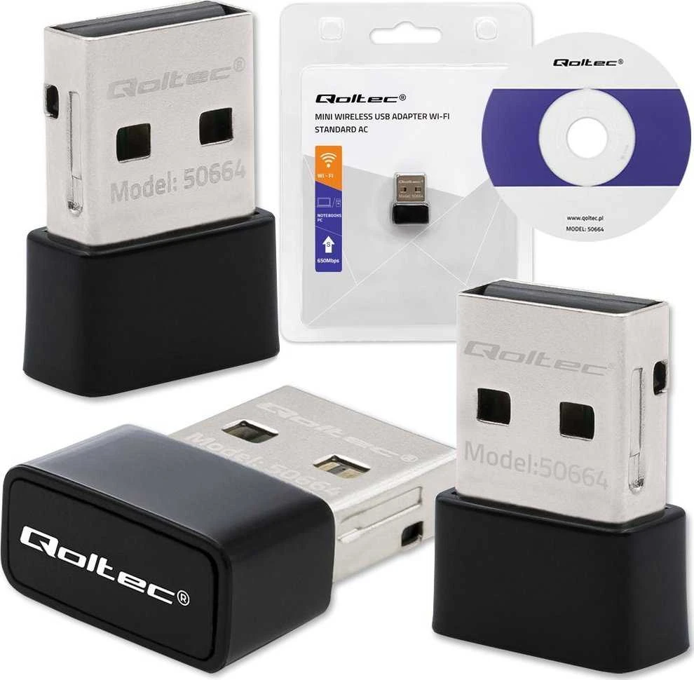 Qoltec Ultrafast mini belaidis USB Wi-Fi adapteris AC 650Mbps