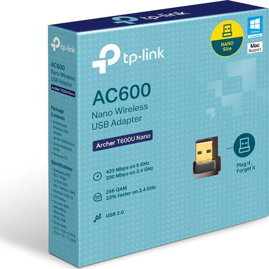Tinklo Adapteris - TP-LINK Archer T600U Nano Dual-Band 200/433 Mbit/s