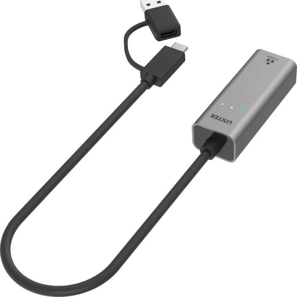 Tinklo Adapteris - UNITEK U1313C USB-A/USB-C Į RJ-45 2.5 Gbit Pilkas