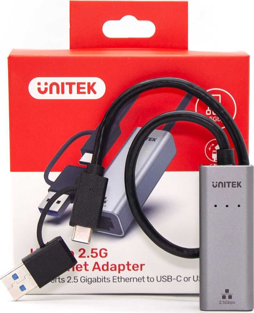 Tinklo Adapteris - UNITEK U1313C USB-A/USB-C Į RJ-45 2.5 Gbit Pilkas