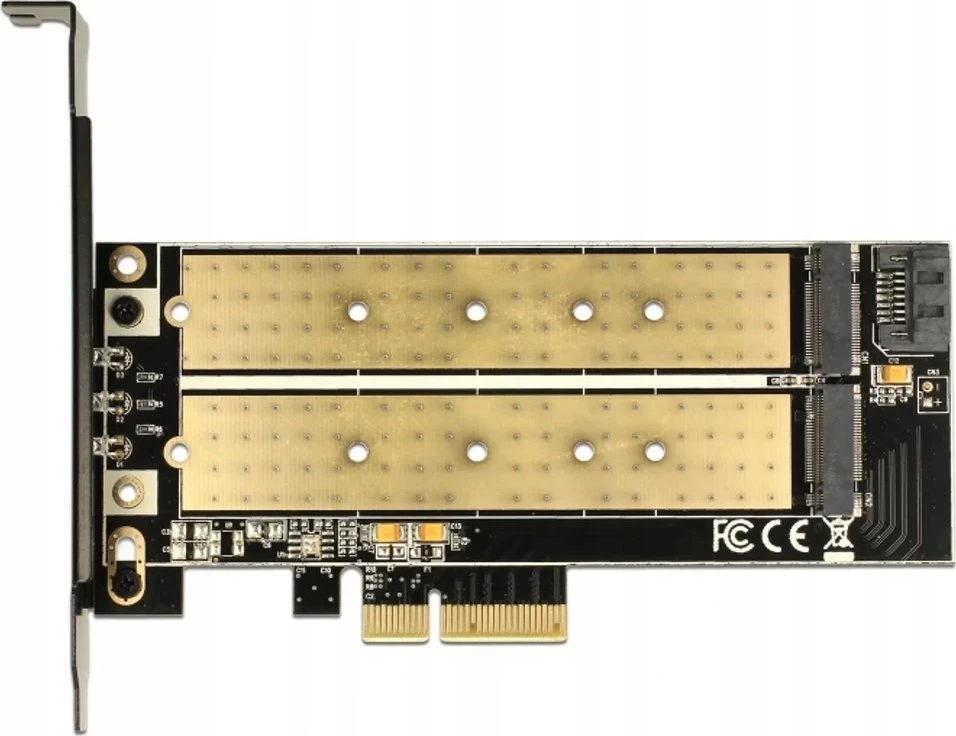 Delock PCIe x4 > 1 x M.2 Key B 1 x M.2 Key M žemo profilio formos faktorius