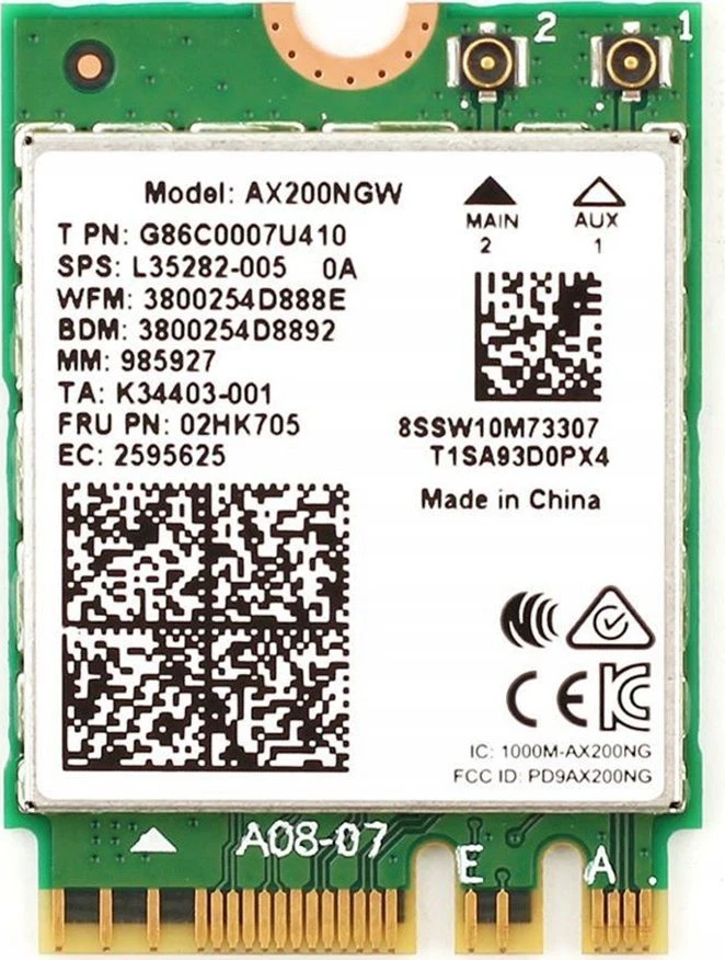 Tinklo plokštė Intel NIC WI-FI 6 AX200 2230 2x2