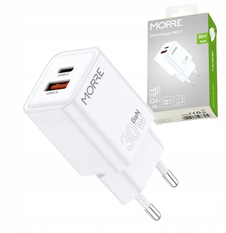 Tiross MORRE USB/USB-C ĮKROVIKLIS 30W Baltas