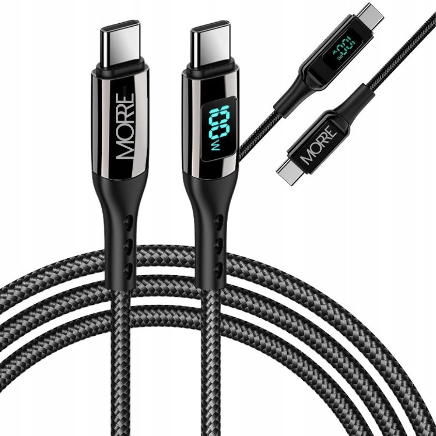 Tiross MORRE USB-C įkrovimo laidas 100W 1,5m SU LED EKRANU