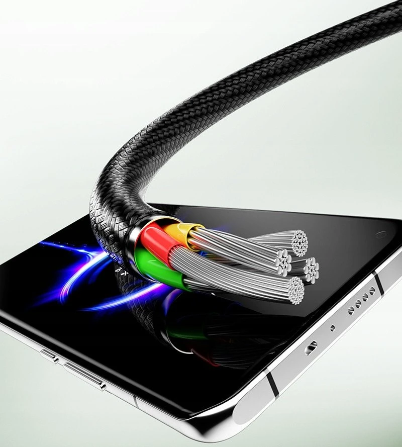 Tiross MORRE USB-C įkrovimo laidas 100W 1,5m SU LED EKRANU