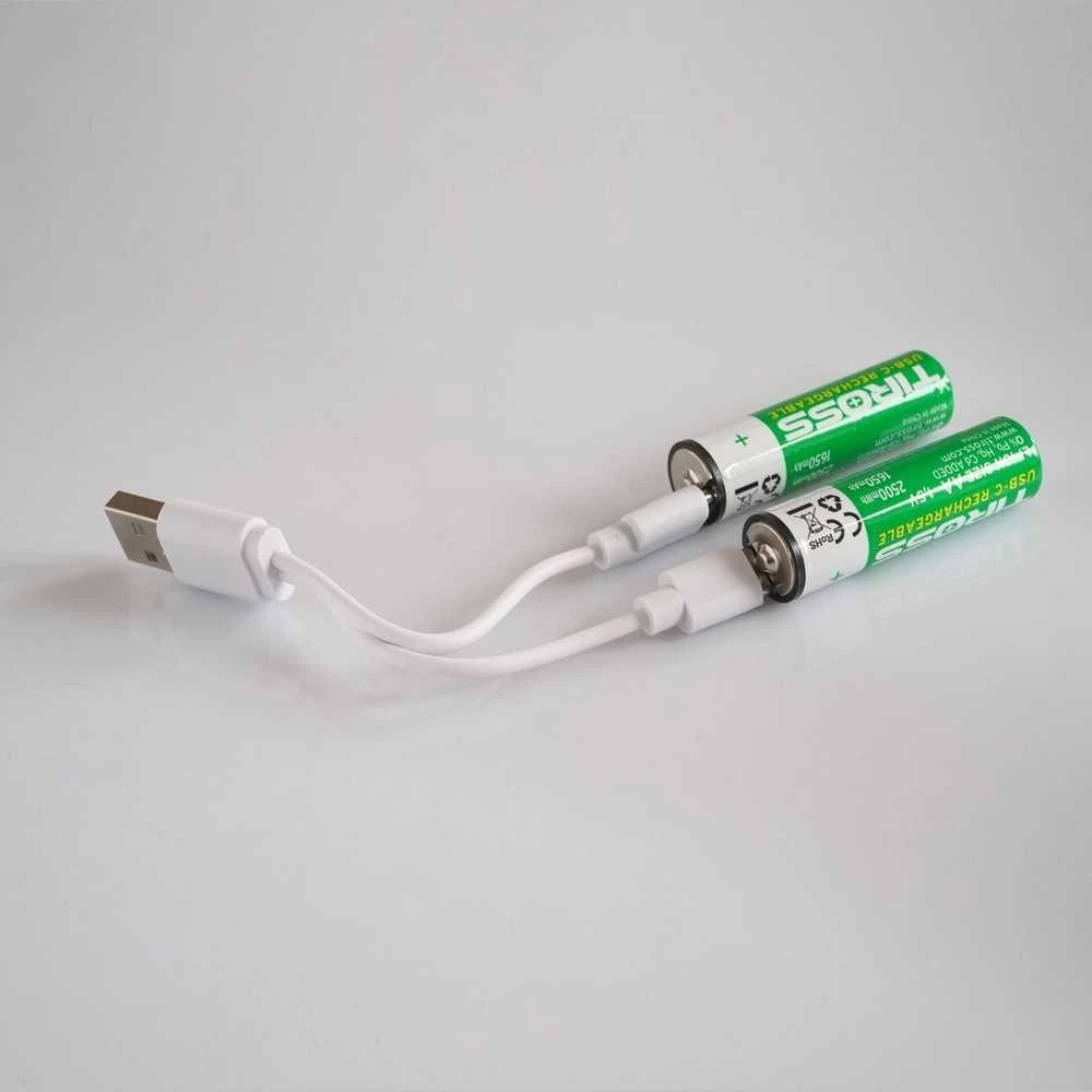 Tiross AA akumuliatoriai su USB-C įkrovimo laidu