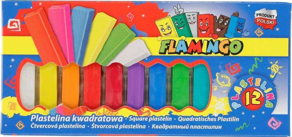 Flamingo Kvadratinis plastilinas 12x12mm 12 spalvų - Titanum
