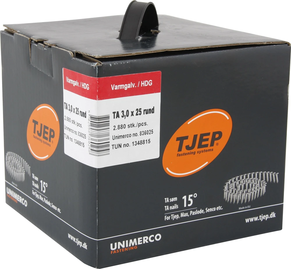 TJEP Tjep ringsøm TA 30/25 3,0x25mm - varmgalv. t/tagpap. box 2880 stk