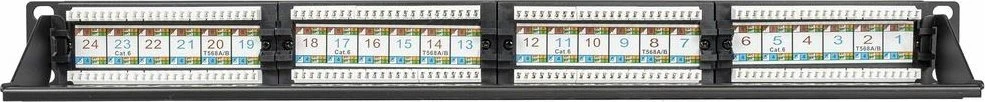 Securitynet CCAS-PA6-24UTP Cat. 6 panelė 19" 1U 24xRJ45 UTP juoda