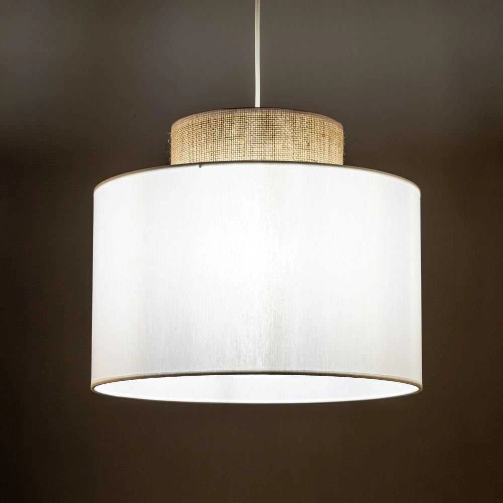 TKKRYWULT TK Lighting Duo 1856 pakabinamas šviestuvas, 1x15W E27, džiuto/balta spalva