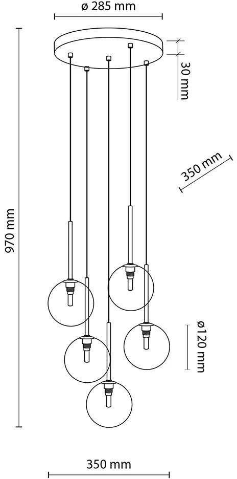 TKKRYWULT TK Lighting Nilos 5943 pakabinamas šviestuvas 5x6W G9 juodas/auksinis