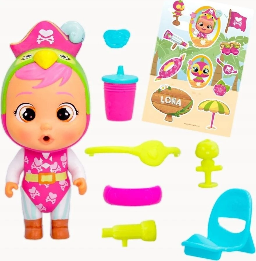 TM Toys Lėlė Cry Babies Magic Tears Beach Babies Lora su maudymosi kostiumėliu