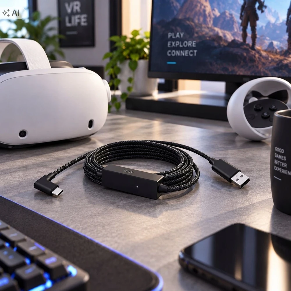 TnB Vr Link kabelis 5 m, skirtas Meta Quest 3s, 3, 2, Pico 4, USB 3.0, 5 Gbps, 60 W, USB-C T''nb / Tcmeta5m (SB12253)