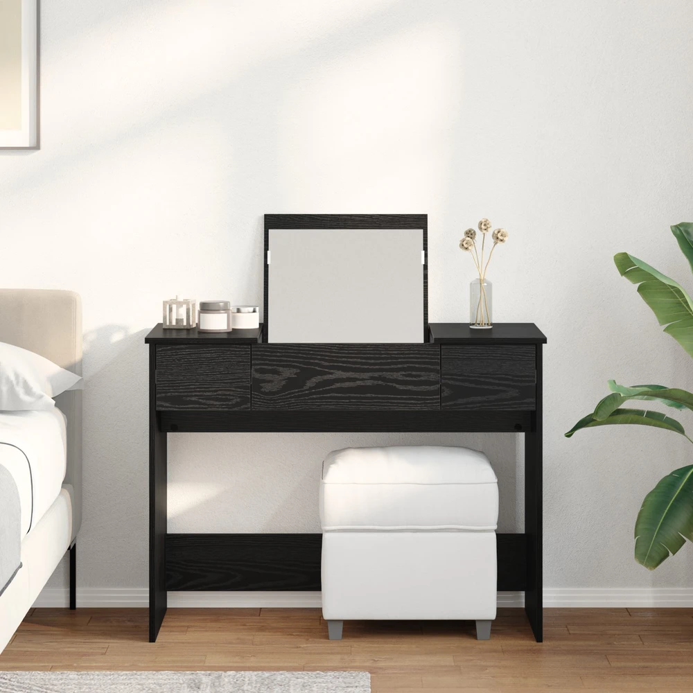 Kosmetinis Stalas su stalčių Juodas ąžuolas 100 x 45 x 76 cm