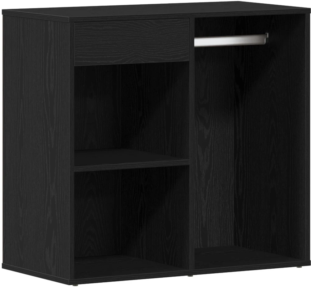 LED makiažo stalo komplektas Juodas ąžuolas 140 x 40 x 140 cm