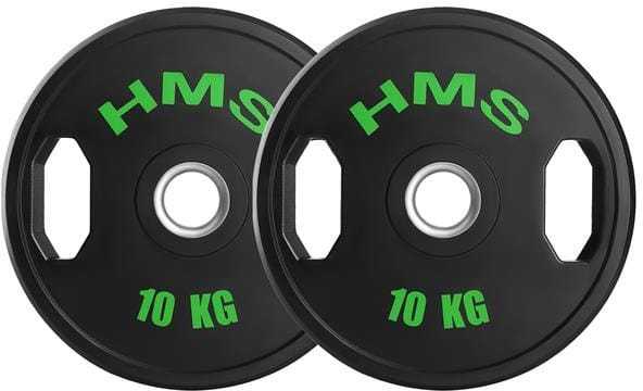 TOG10 2 x 10 kg olimpinės lėkštės su guma, 2 x 10 kg HMS