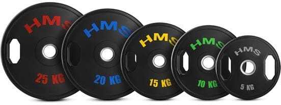 TOG10 2 x 10 kg olimpinės lėkštės su guma, 2 x 10 kg HMS