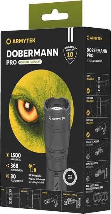 Žibintuvėlis Armytek Dobermann Pro Magnet USB, šilta šviesa