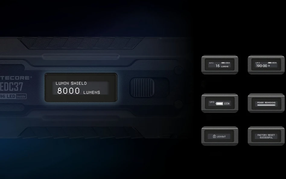 Nitecore EDC37 8000 lm USB-C įkraunamas plokščias EDC žibintuvėlis