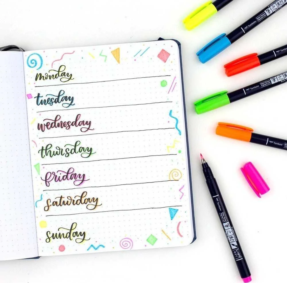 Tombow Flamastry Fudenosuke do kaligrafii neon mix 6 vnt.