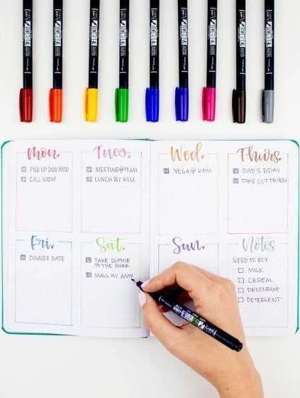 Tombow WS-BH-10P, plonas/vidutinis, 10 spalvų, juoda, mėlyna, žalia, pilka, oranžinė, rožinė, geltona, apvalus ir teptuko formos antgalis, daugiaspalvis, apvalus