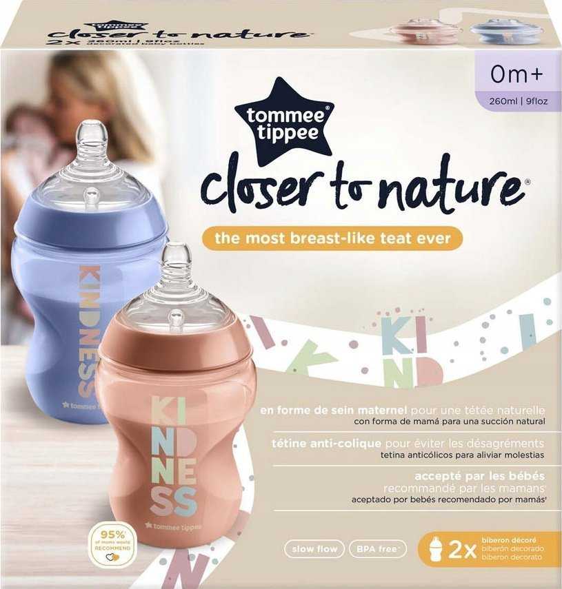 TOMMEE TIPPEE Natural Start buteliukas CLOSER TO NATURE,su sterilizavimo funkcija 260 ml, 0 m+, 2 vnt., 42255005