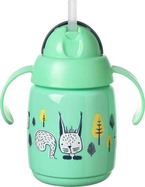 TOMMEE TIPPEE 300 ml 7+ mėn. mokomasis puodelis su šiaudeliu, žalias