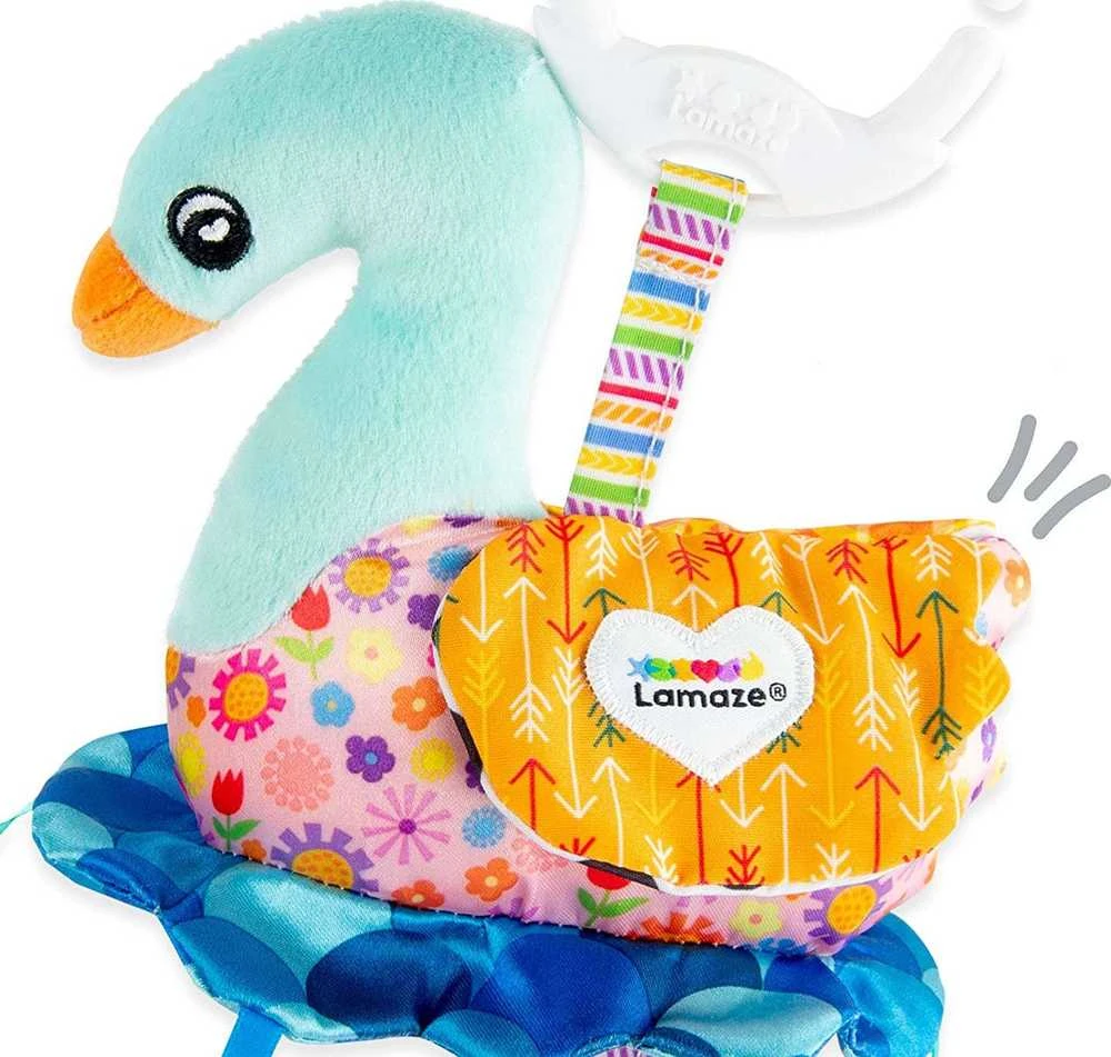 Lamaze gulbės formos žaislas su tvirtinimo segtuku