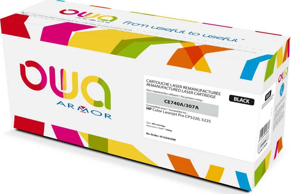 Toneris OWA Armor Šarvuotė OWA - juoda - Tonerio kasetė (alternatyva HP CE740A) - HP Color LaserJet Professional CP5225, CP5225DN, CP5225n (K15583OW)