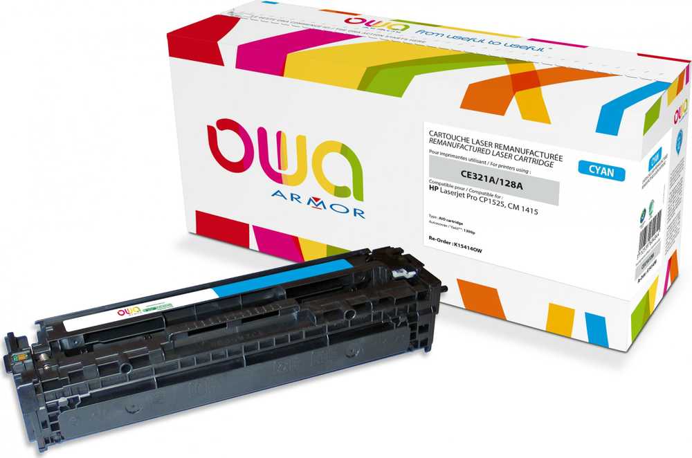OWA Armor dažai, skirti HP Laserjet Pro CP1525, 1300 puslapių, CE321A, mėlyna / žydra