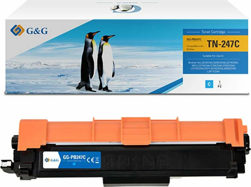 G&G suderinamas toneris su Brother TN247C, NT-PB247C, žalsvai mėlynas, 2300s